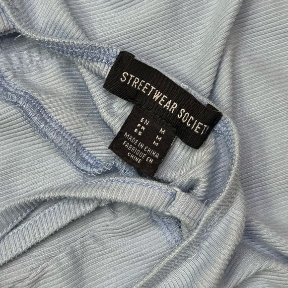 Baby Blue Ribbed Corset Crop Top | Trendy Summer Bar Festival Top | Y2K Inspired - Picture 3 of 3